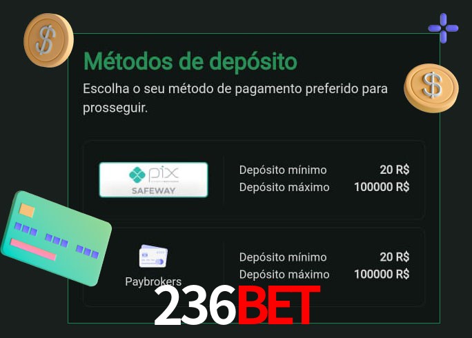 O cassino 236Bet oferece uma grande variedade de métodos de pagamento